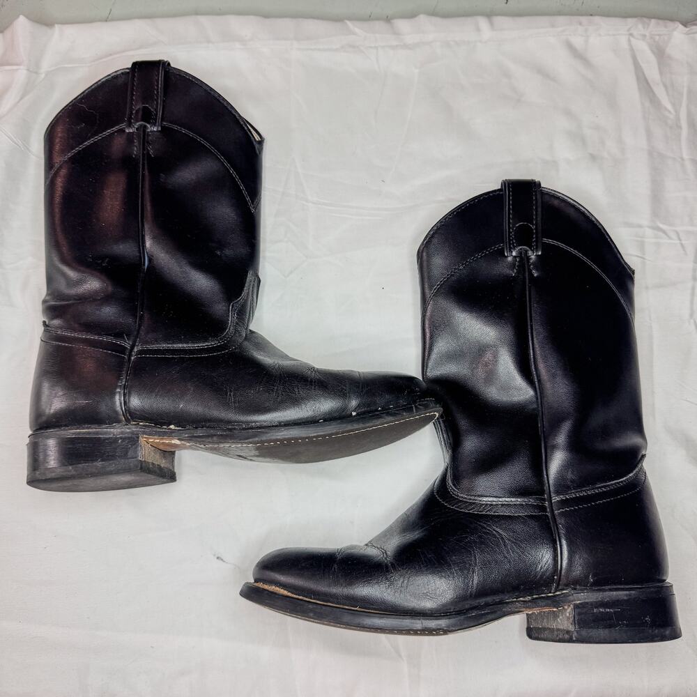 Laredo Black Leather Western Cowboy Roper Boots Women's Size 6M